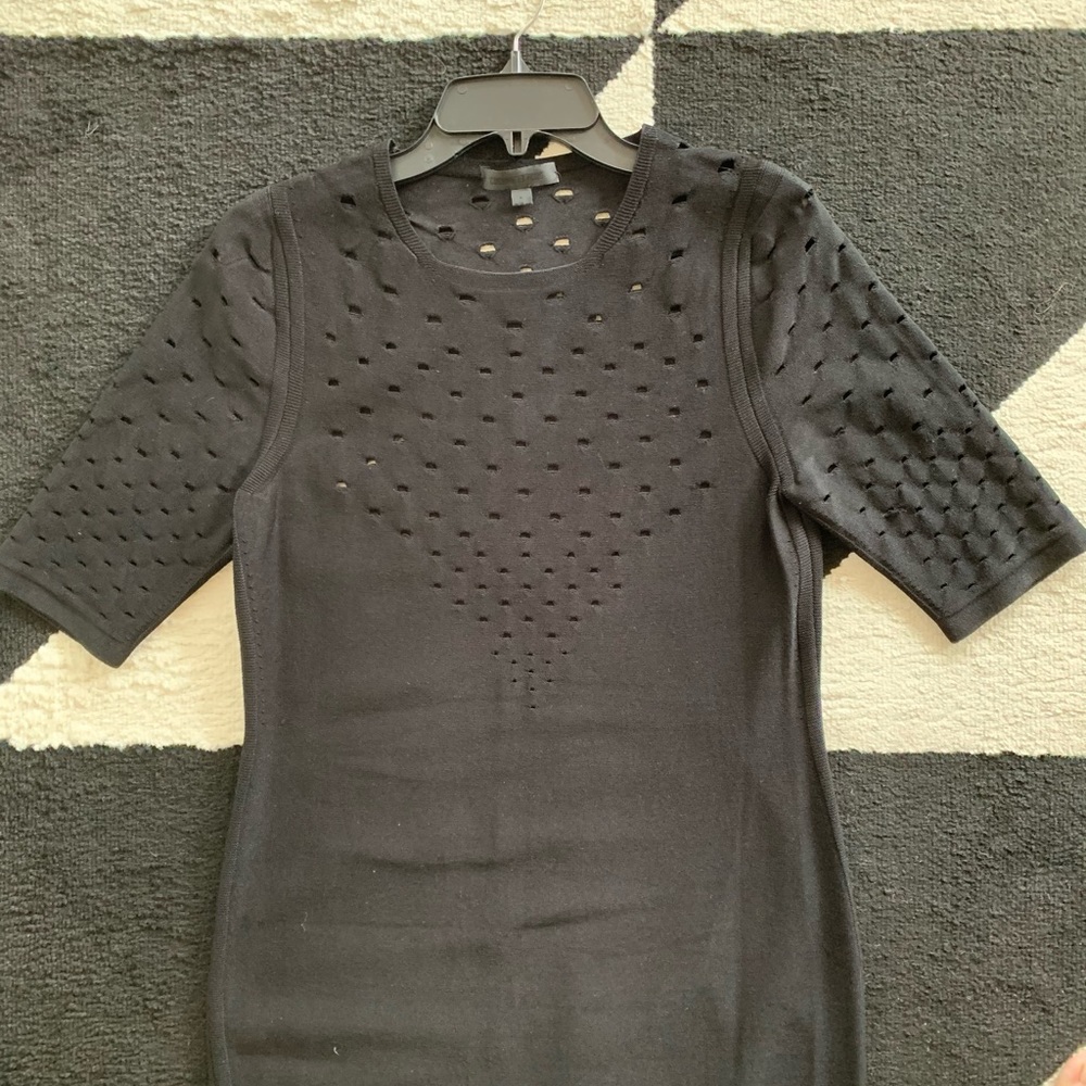 Cushnie et Ochs black pointelle knit dress